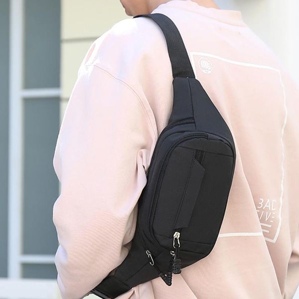 

men women casual waist packs simple leisure fashion oxford sport fitness chest bags female shopping phone zipper handbag