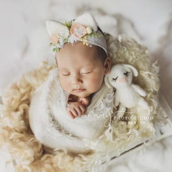 

dvotinst baby newborn pgraphy props headband+pig doll 2pcs set wool fotografia accessories studio shoot p shower gift, Yellow