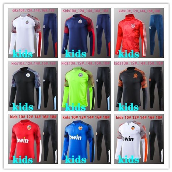 

milan kids soccer training suit 2019 2020 valencia cf tracksuit om soccer jacket maillot de foot 19 20 guadalajara football training suit, Black;yellow