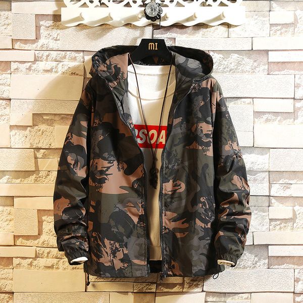 

2020 new spring and autumn men's jacket camouflage hoodie men's coat japanese harajuku running locomotive jacket, Black;brown