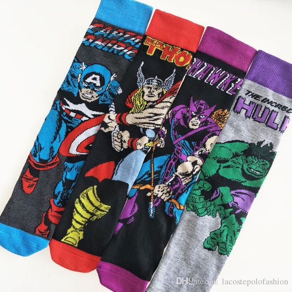 

marvel movie peripheral mens socks cartton hero series print homme socks sport casual mid calf hosiery, Black