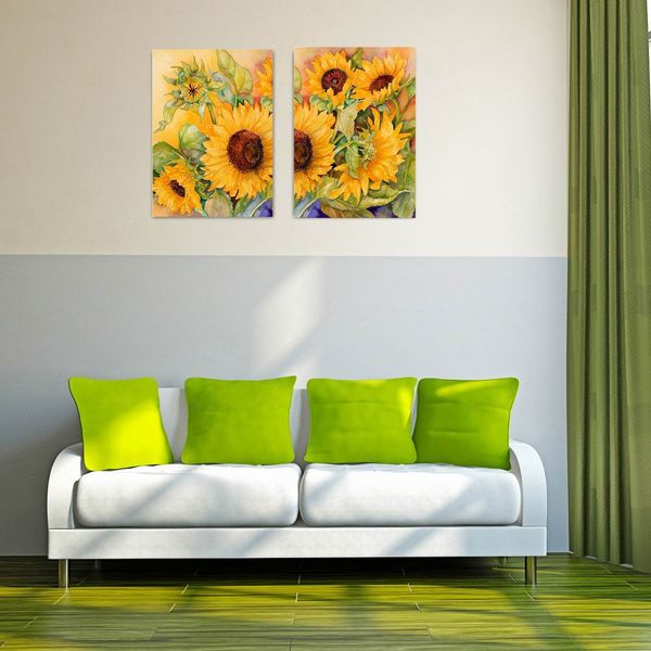 

w139 sunflowers unframed art wall canvas prints for home decorations 2 pcs