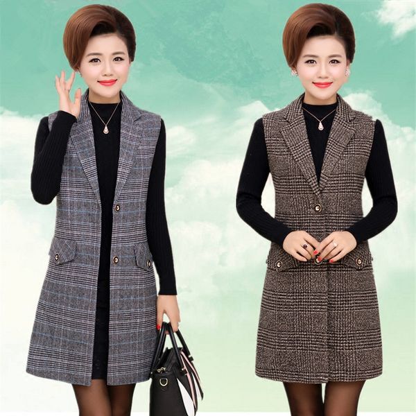 

plus size 5xl elegant fashion mom's vest long red women's sleeveless jacket cotton women's vest feminine coat long waistcoat, Black;white