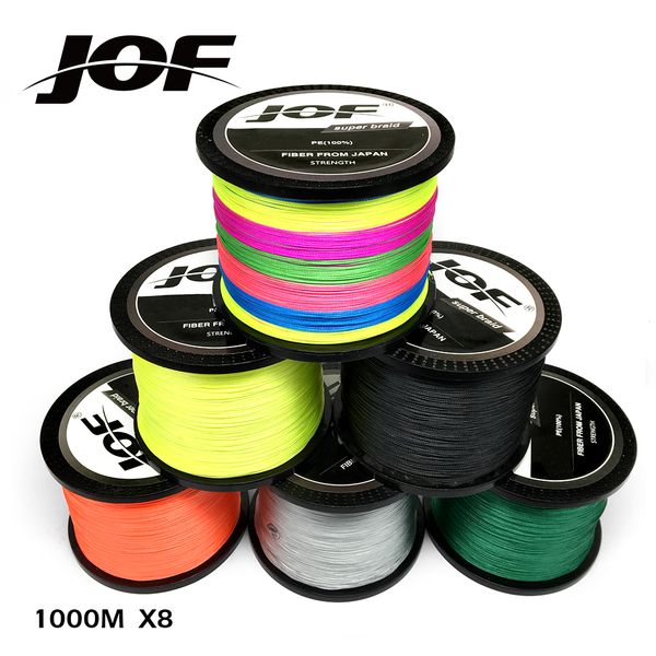 

jof 8 strands 1000m pe braided fishing line tresse peche saltwater fishing weave superior extreme super strong 12lb to 78lb