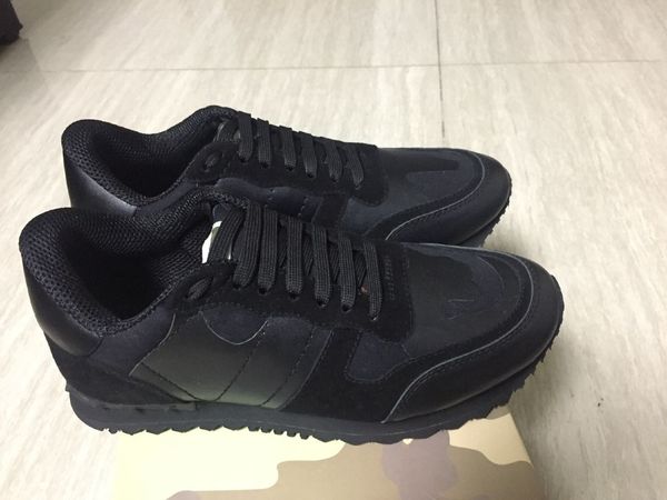 

red green star shoes fashion stud camouflage sneakers shoes footwear men,women flats designer rockrunner trainers casual shoes, Black
