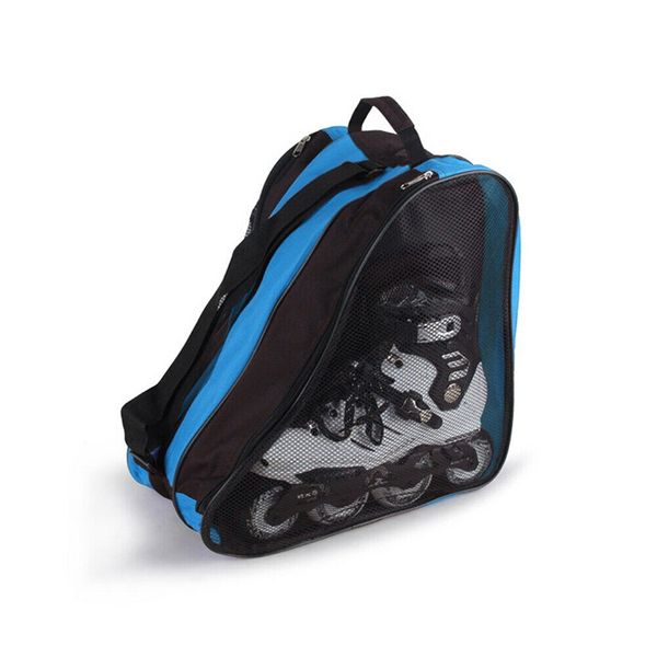 

ice skate roller blading carry bag with shoulder strap for kids adults do2 elbow knee pads, Black;gray