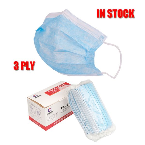 

disposable face masks 3 ply with elastic ear loop breathable non woven anti-dust protective mouth comfortable cover respirator instock