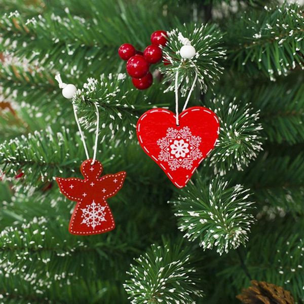 

scyl 12pcs party supplies diy gifts christmas tree decoration wooden ornaments xmas hanging star & angel