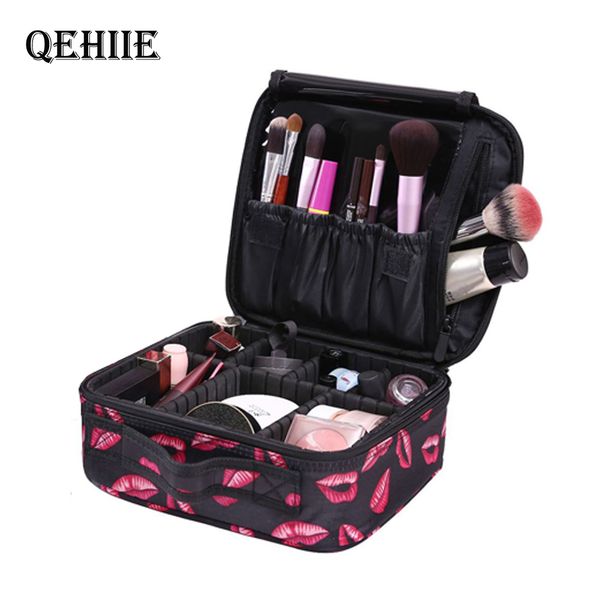 

высокое качество женщины профессиональный косметический чехол красоты кисти чемодан макияж сумка симпатичные путешествия необходимые водонеп, Black;red