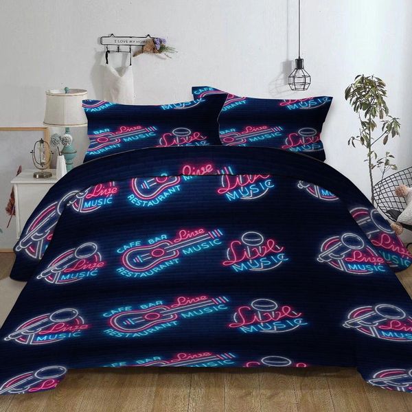 Guitar Bedding Set Queen Size Kalaok Fashionable Creative Musical