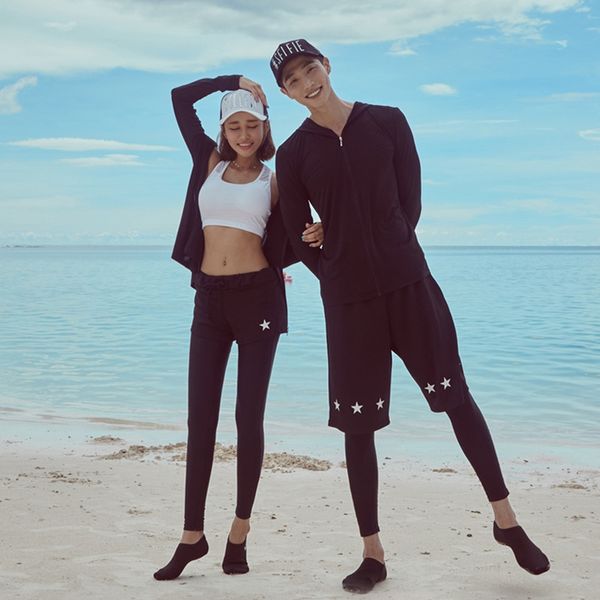 

jvzc1 2019 diving swim diving female jellyfish couple long-sleeved trousers sunscreen zipper snorkeling swimsuit split flat-angle surfing su, White;black