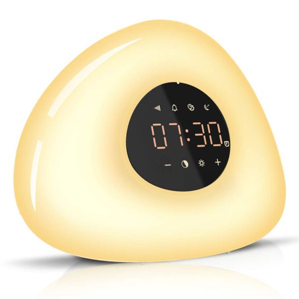 

digital alarm clock wake up light sunrise sunset simulation touch light 10 nature sounds control rgb lamps home decoration clock