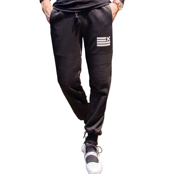 

wholesale 2020 trendy elastic waist fitness sports joggers harem pants slim feet guard pants jogging beam sweatpants, Black