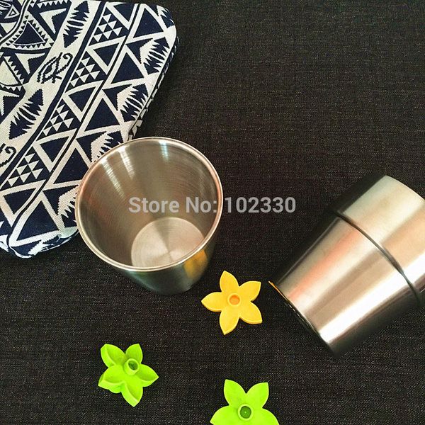 

50pcs 300ml double layer 304 stainless steel water cup unbreakable coffee tea cups for camping travel home