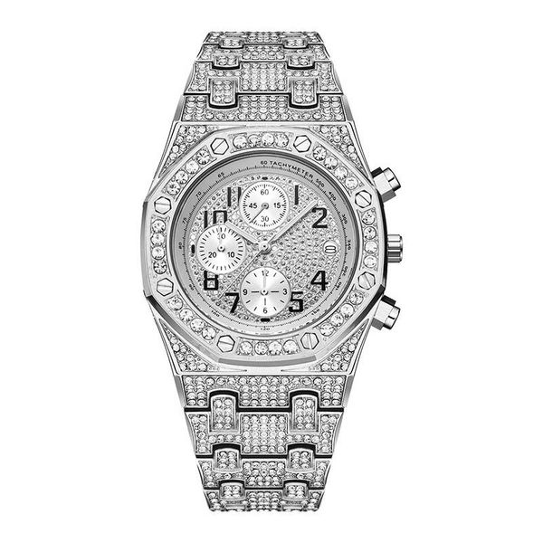 

luxury mens chronograph watches with diamond movement royal oak offshore watch casul male designer watches iced out watch montre de luxe new, Slivery;brown