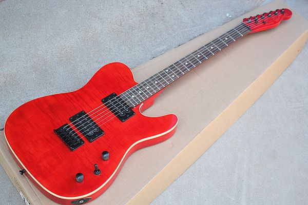 Factory Red E-Gitarre mit Affekten aus Palisander, Ahornfurnier (Tiger, schwarze Drähte, Hardwares, kundenspezifische Dienstleistungen.