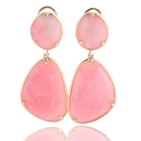 Irregular Rosa Rhodochrosite Brincos Chapeamento De Ouro Grande Pedra Natural Gota Dangle Brincos Para As Mulheres Da Moda Jóias Partido Y19062703