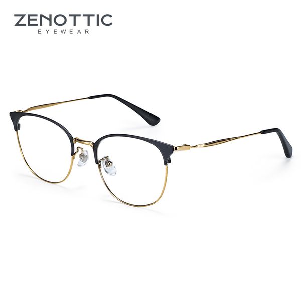 

zenottic titanium glasses frame women retro round prescription eyeglasses 2019 men vintage myopia optical frames eyewear 8758d, Black