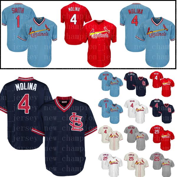 

Men's St. Louis Cardinals 4 Yadier Molina 1 Ozzie Smith Baseball Jersey 25 Dexter Fowler Embroidery Stitched Jerseys Cheap Sale