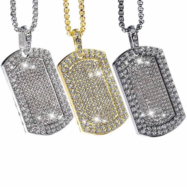 

mens iced out pendant chain hip hop rappers micro octagon square rinestone color stone pendant chain goldtone, Silver