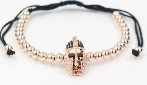 

yth2 gold silver micro pave cz zircon cubic zirconia bracelet adjusted nature stone bead crown warrior bangles, Black