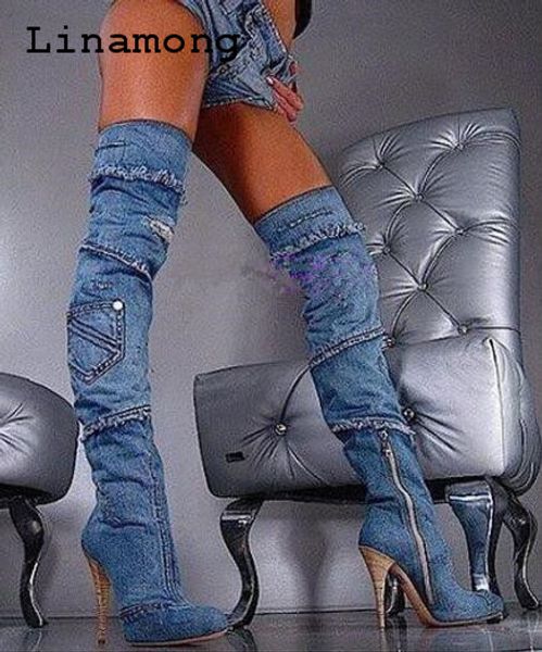 

trendy over knee boots slim chic women long boots thin high-heeled shoes thin the latest style cowboy, Black