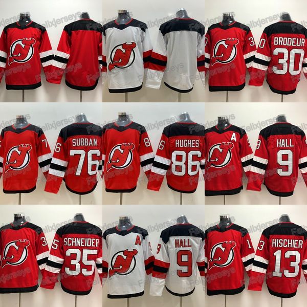 

86 Jack Hughes 76 P.K. Subban New Jersey Devils 13 Nico Hischier 9 Taylor Hall Jersey 35 Cory Schneider 30 Martin Brodeur Hockey Jersey