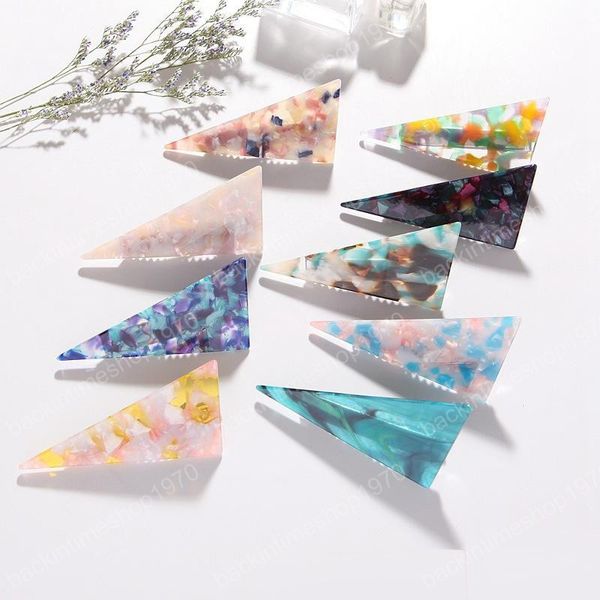 

acrylic hair clip bb barrette girls boutique geometric triangle shape marble pattern hairpin lady designer marble hair clips headdress, Slivery;white
