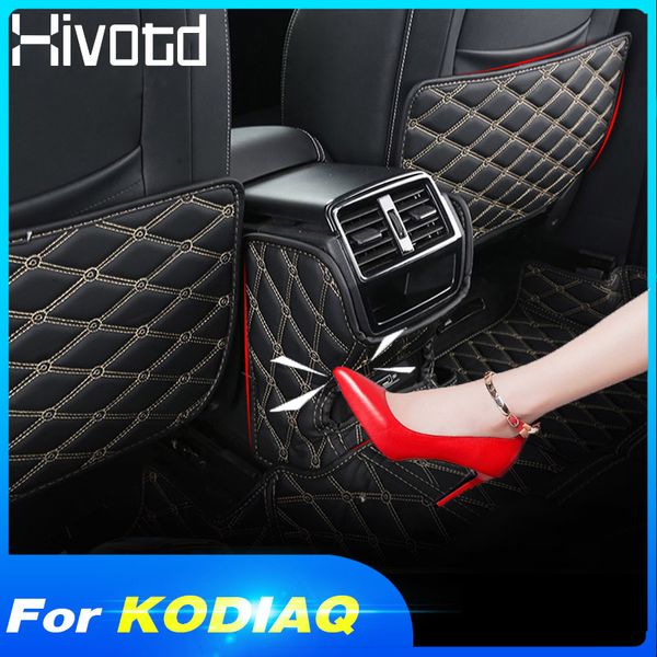 

hivotd for kodiaq car armrest box seat back anti kick mat protector cover waterproof pad interior accessories 2017-2019