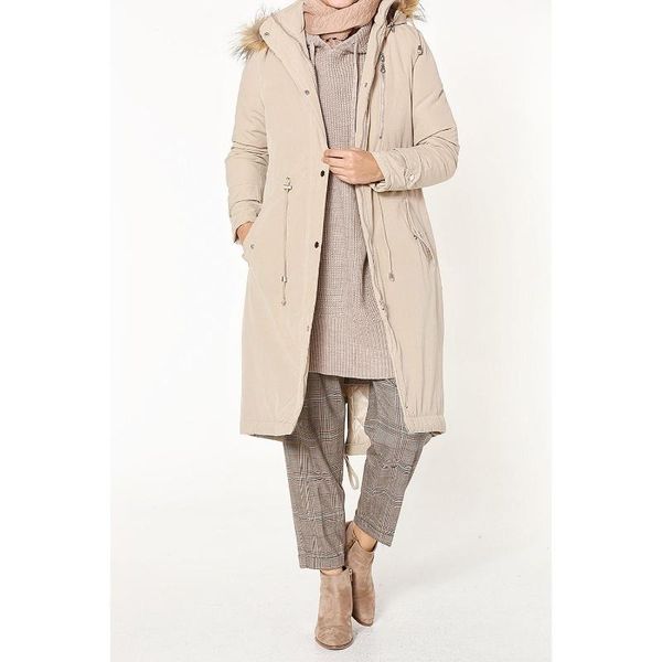 

lined hooded coat, Black