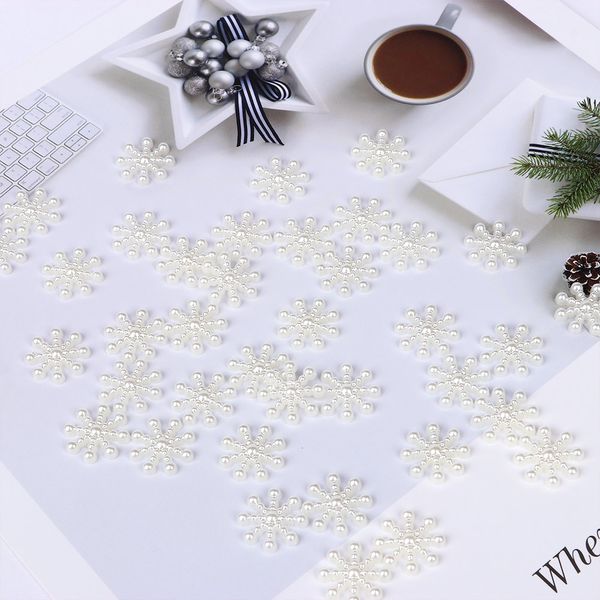 

100pcs snowflake artificial flatback pearl pretty embellishments christmas card making diy craft cardmaking decor decoration