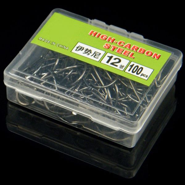 

100pcs high carbon steel fishing hooks set 1# -15# in fishhooks jig barbed with hole for fishing accessories
