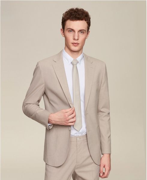 

brand new beige men wedding tuxedos notch lapel groom tuxedos excellent men blazer 2 piece suit prom/dinner jacket(jacket+pants+tie) 8, Black;gray