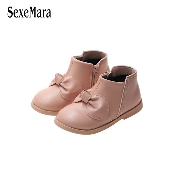 

girls boots 2019 autumn new children' shoes lovely bow tie black/beige/pink cotton short boots baby soft bottom sneakers c10061, Black;grey