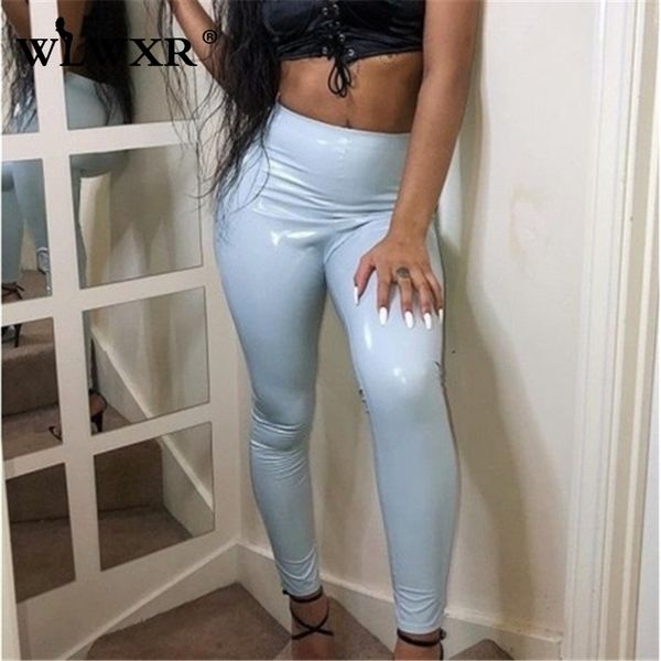 

wlwxr casual faux pu leather pants for women ladies trousers high waist skinny pants female winter black pink bodycon, Black;white