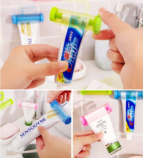 Spremiagrumi per dentifricio in plastica Utile dentifricio Dispenser facile Supporto per bagno Ventosa Gancio Detergente viso Spremiagrumi DBC BH3551