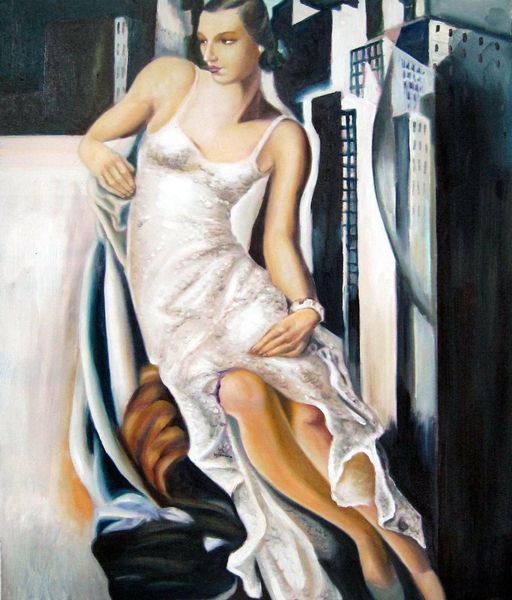 

tamara de lempicka девушка в платье home decor ручная роспись hd печать маслом на холсте стены искусства холст картины 191130
