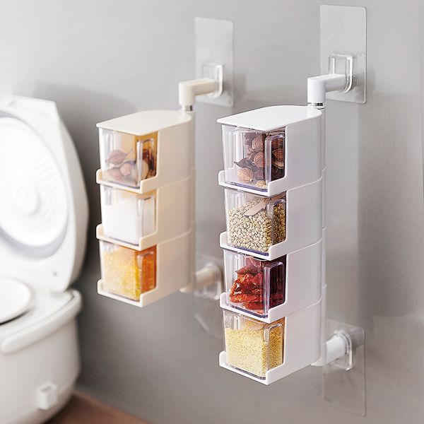 

fashion kitchen sticking type hanging rotary condiment box seasoning box ing