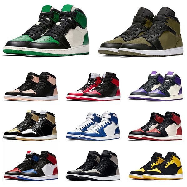 

women men basketball shoes 1 og 1s high jumpman olive canvas pine green new love crimson tint storm blue designer sport sneakers trainers