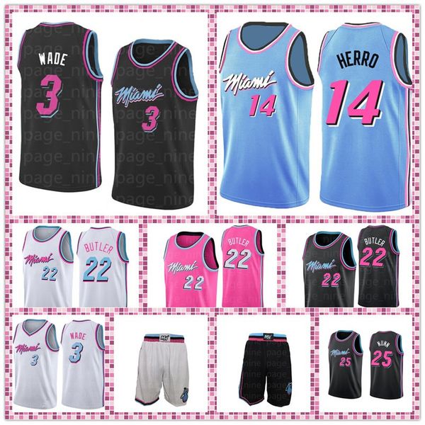 

basketball shorts miamis heats jerseys 22 butler dwyane kendrick nunn basketball jimmy jersey 14 tyler herro 3 wade men youth, Black;red