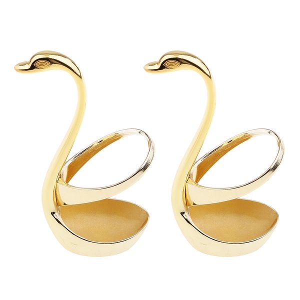 

2 pcs zinc alloy swan cutlery holder fork spoon storage caddy for cafe bar
