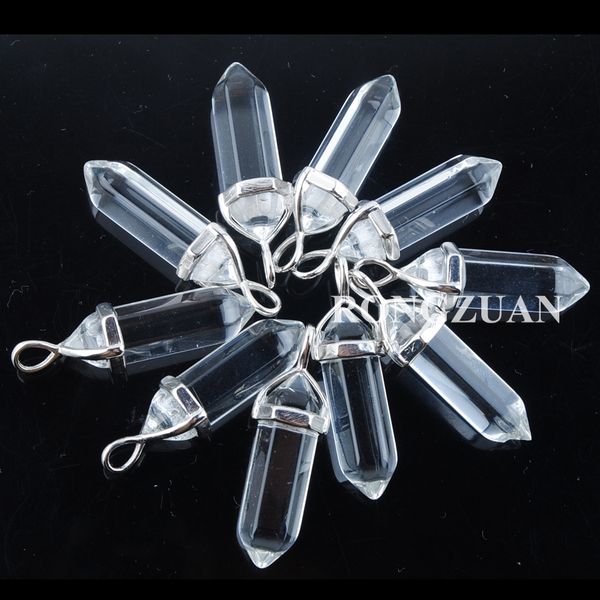 

natural for jewelry quartz hexagonal pointed pendant chakra making earrings reiki beads shape clear necklaces stone bullet wholesale dn xxgi