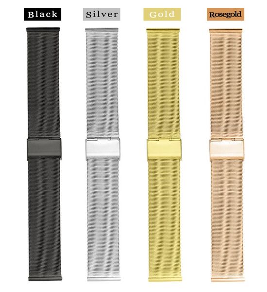 

stainless steel watch band 2020 new stylish 18-24mm wristband watchbands stainless steel watch bracelet mesh strap replacement, Black;brown