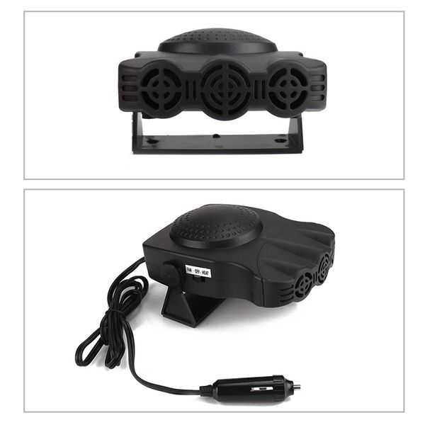 

portable car fan, 2 in 1 electric car fan with cooling & heating function defroster defogger 12v, 3-outlet plug adjustable therm