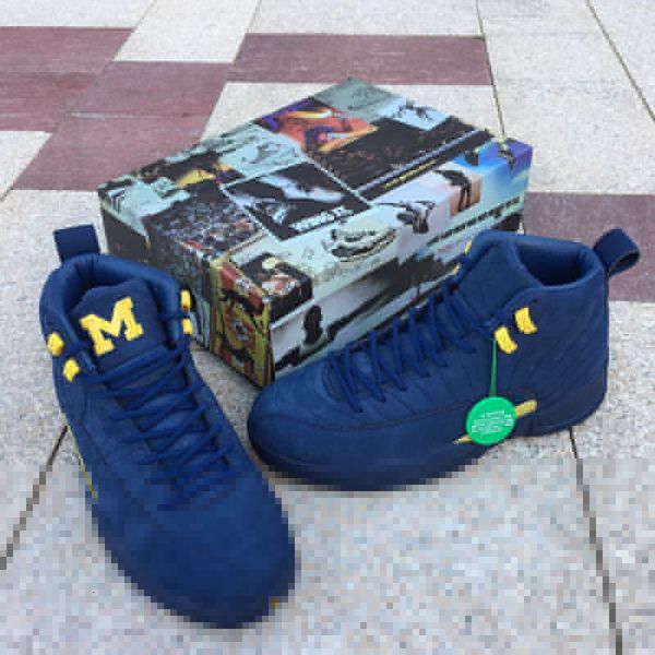 

michigan basketball shoes 12 12s mens blue yellow buckskin 23 outdoor sports trainers sneakers designer shoes with box