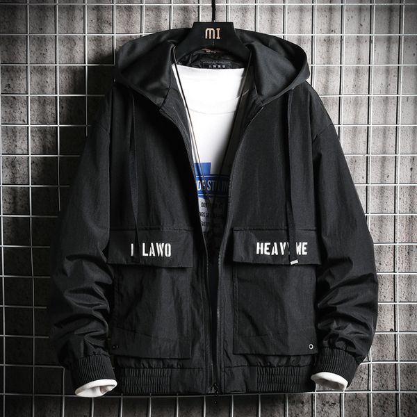 

plus size autumn spring big size men's pure color coat men jacket loose jackets hooded 2019 zipper outwear brand clothing, Black;brown