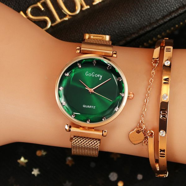 

gogoey women watches 2019 fashion luxury women watches rose gold magnetic bracelet quartz zegarek damski, Slivery;brown