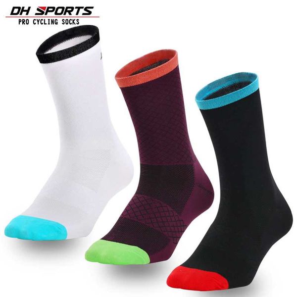 

dh sports professional cycling socks sport bike socks breathable brand sock men women racing bicycle dh10, Black