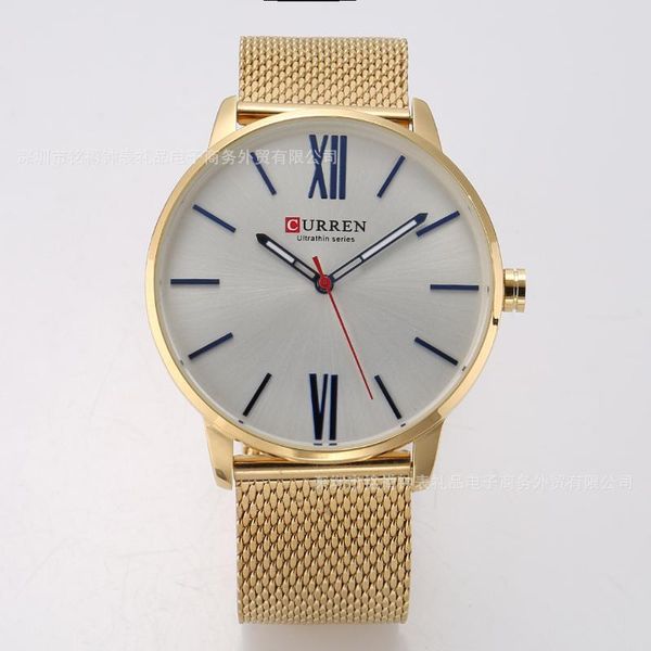 

new style fashion men's watch steel belt men's watch waterproof quartz ultra-thin, Slivery;brown