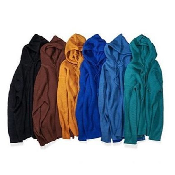 

мужские зимние утепленные твердые свитера толстовки крупногабаритные вязание мужской пуловер осень зима твердые вершины с капюшоном уличная, White;black